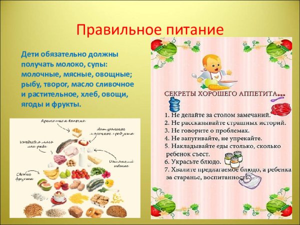 Памятки по питанию для родителей в детском саду