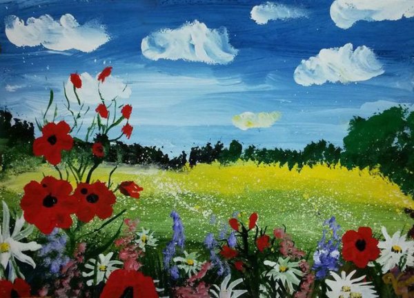 Рисунок лето красками