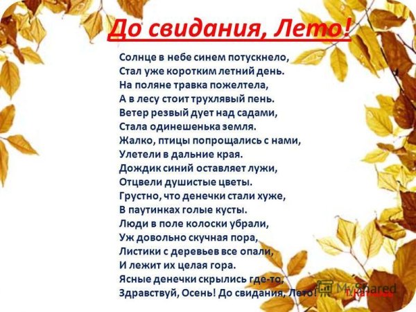 До свидания лето до свидания