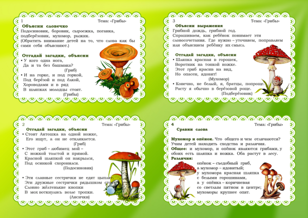 Лексическая тема грибы Нищева