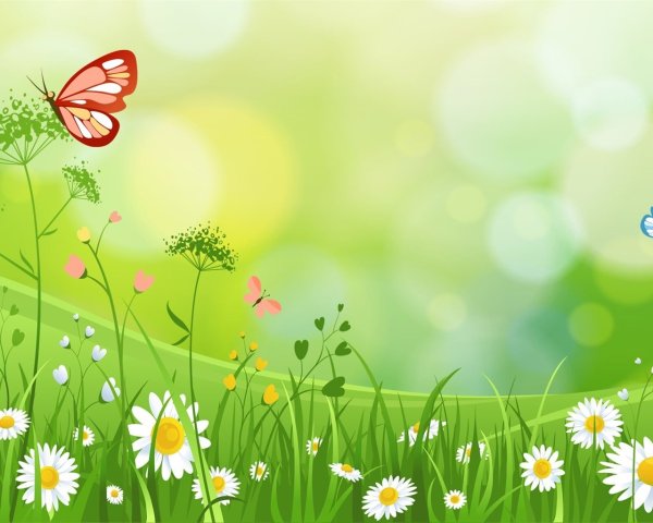 Лужайка с цветами