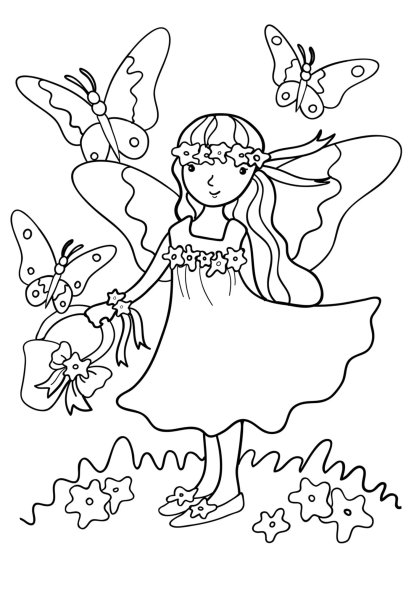 Раскраска Радуга и бабочка