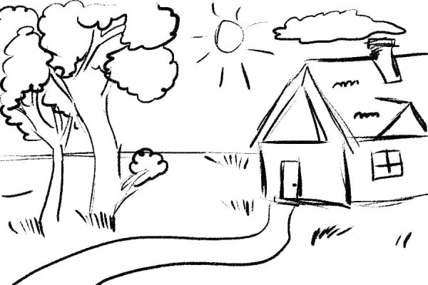 Раскраска пейзаж природы