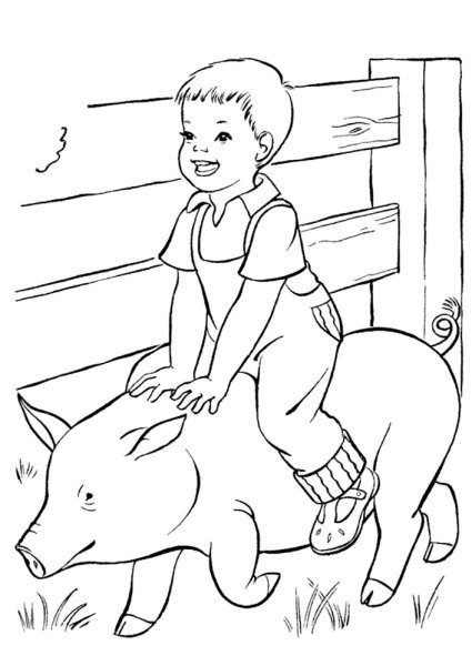 Деревня раскраска для детей