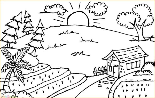 В деревне. Раскраска
