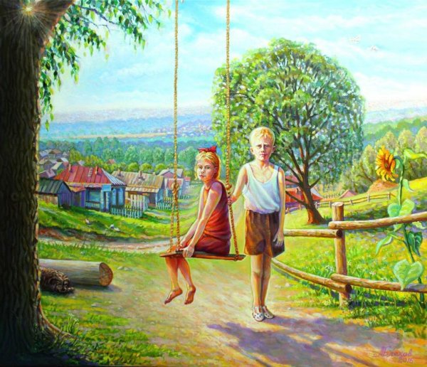 Деревенское детство живопись