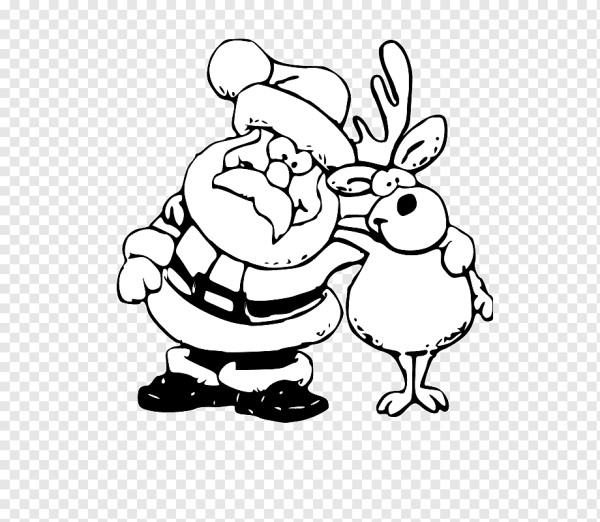 Раскраска дед Мороз с оленями