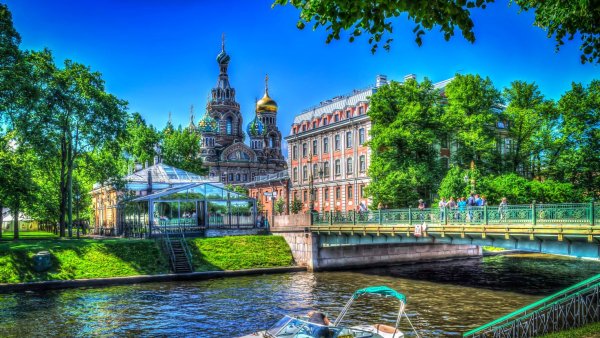 Санкт Петербург красивая набережная реки Фонтанки