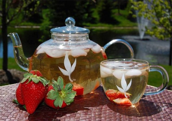 Чай с клубникой и мятой