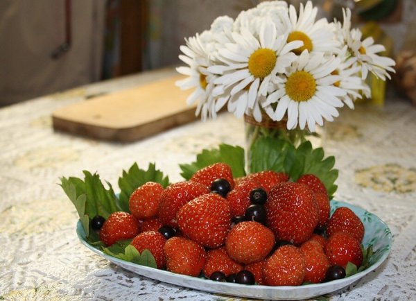 Ромашки и ягоды