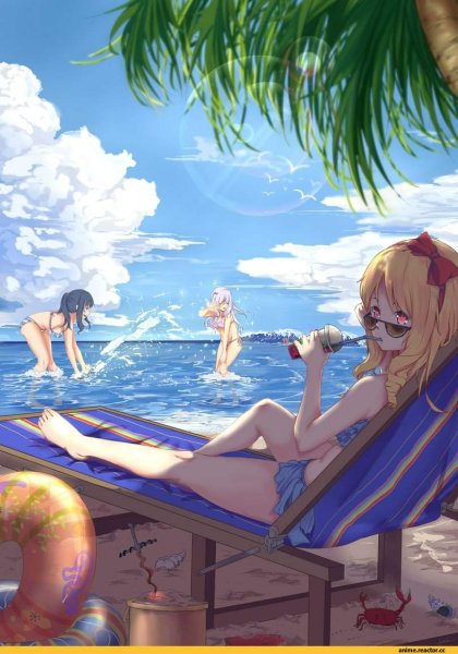 Аниме девушки на море