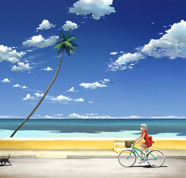 Девушка на пляже арт