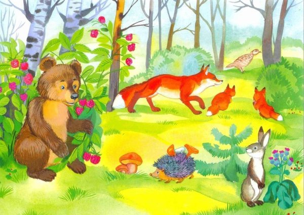 Лесные животные белка с бельчатами