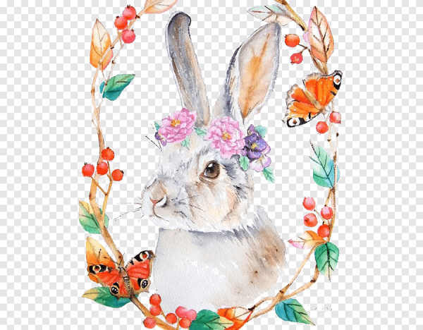 Пасхальный кролик акварель