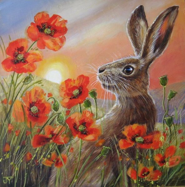 Зайчик красками
