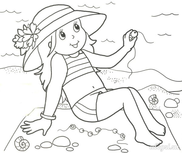 Раскраска лето море для детей 6-7 лет
