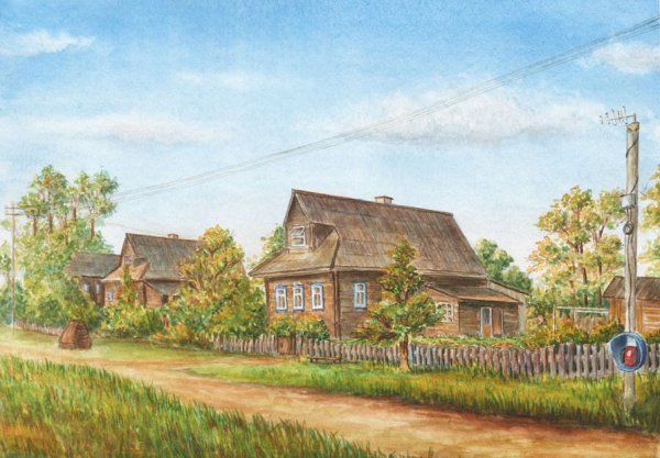 Деревня рисунок