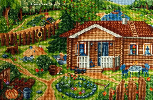 Дом в деревне мультяшный