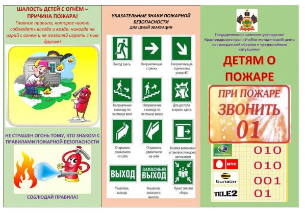 Памятка по пожарной безопасности для детей