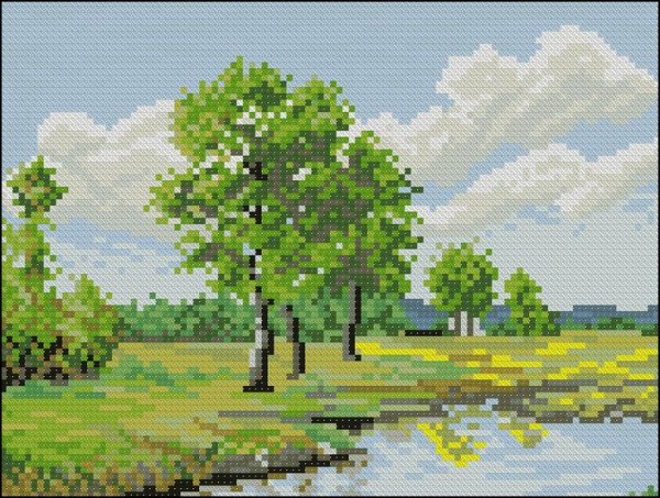 Вышивка крестом лето пейзаж