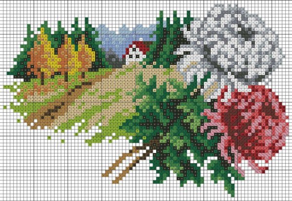 Вышивки крестом пейзажей и цветов