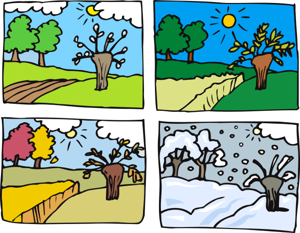 Рисунок Весна и осень на одном листе