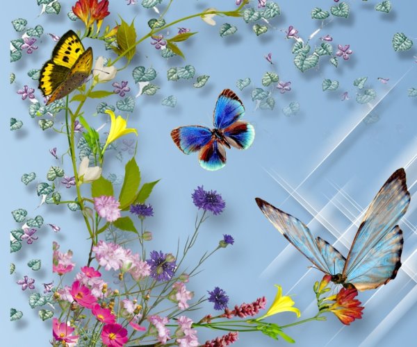 Летние цветы с бабочками