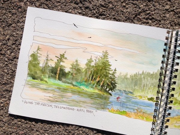 Пейзажи акварелью в скетчбуке