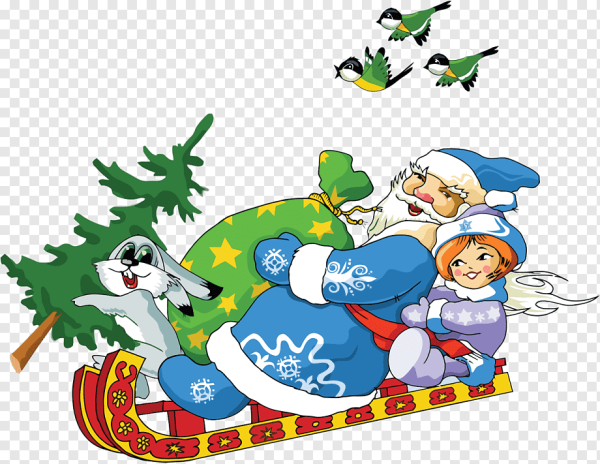 Дед Мороз и Снегурочка на прозрачном фоне