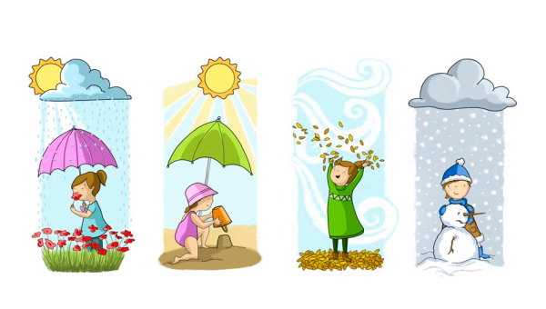 Карточки с изображением времени года