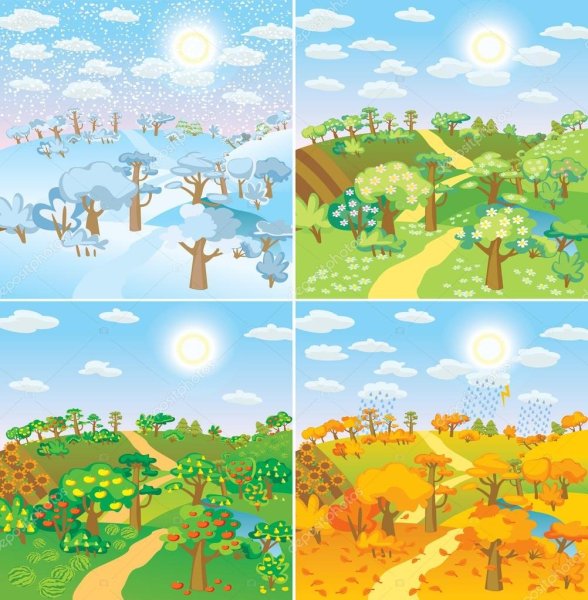 Пейзаж времена года для детей