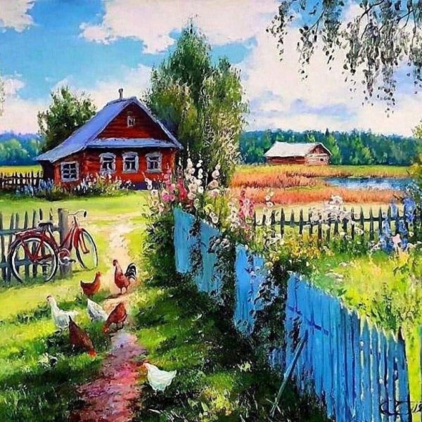 Художник Олег Пятин картины деревня