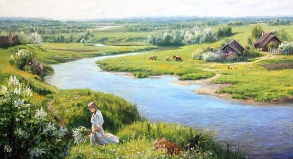 Деревенский дом у реки