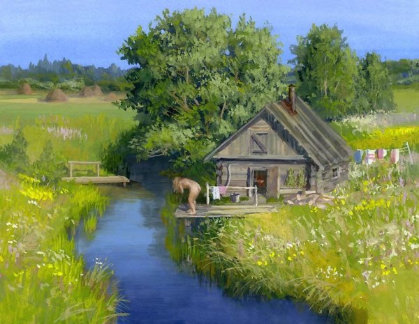 Художник Олег Пятин картины деревня