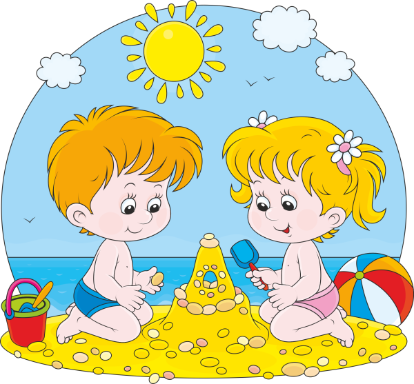 Дети летом на прозрачном фоне