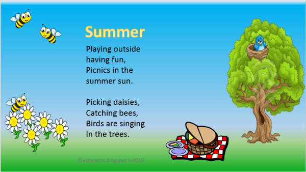 Стих про лето на английском языке для детей