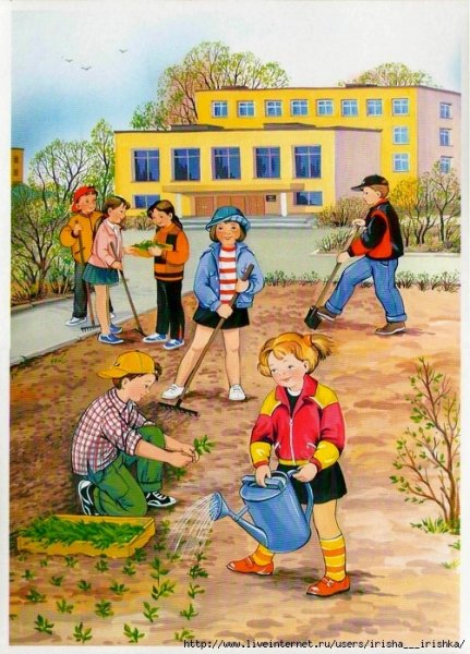 Труд людей весной