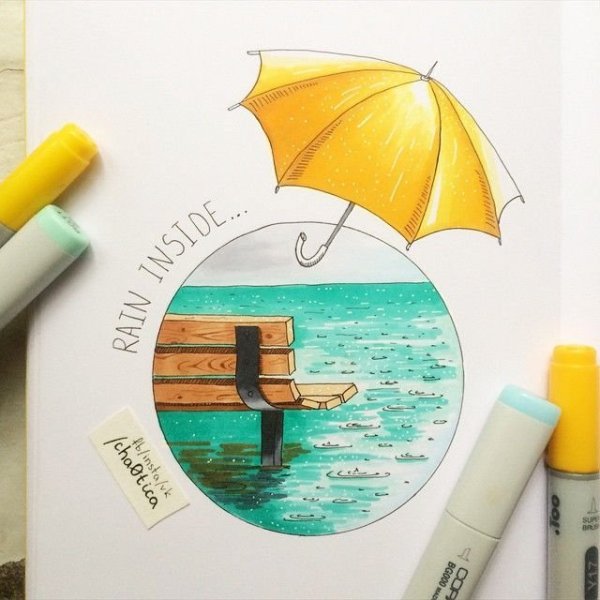 Летние иллюстрации маркерами