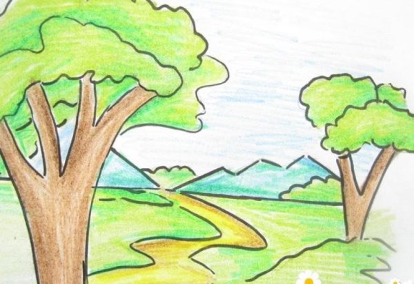 Рисунок на тему природа карандашом