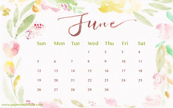 Календарь июнь