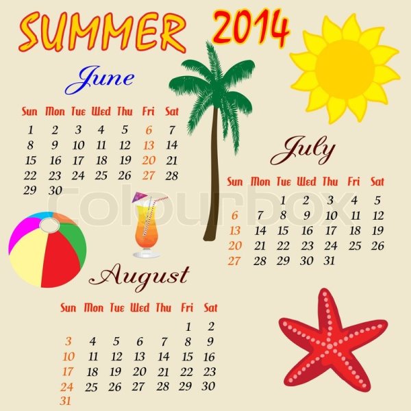 Красивый календарь на лето