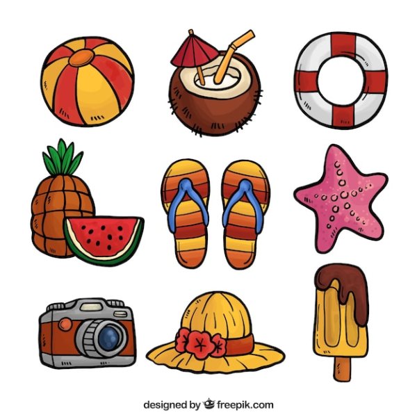 Пляжная атрибутика вектор
