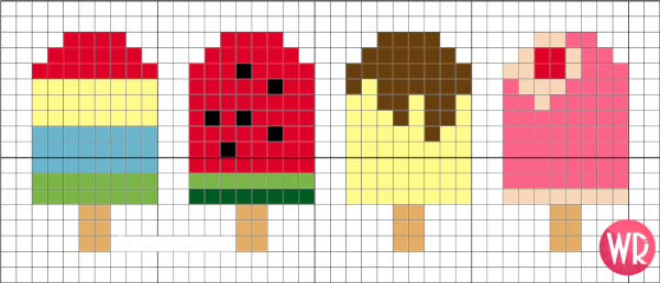 Рисунки по клеточкам летние