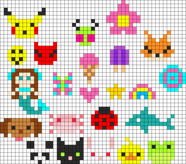 Бамбук по клеточкам в тетради