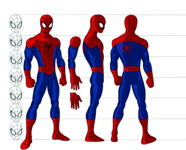 Человек паук вид спереди и сбоку