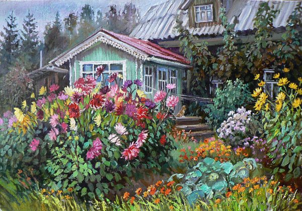 Семья в загородном доме