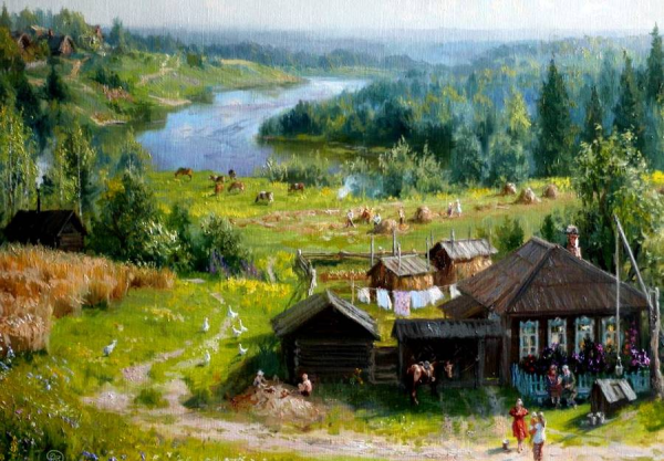 Летние пейзажи маслом живопись деревня Владимир Жданов