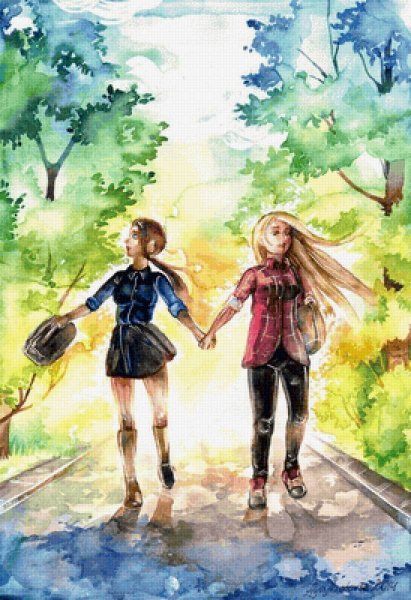 Счастливые мальчик и девочка