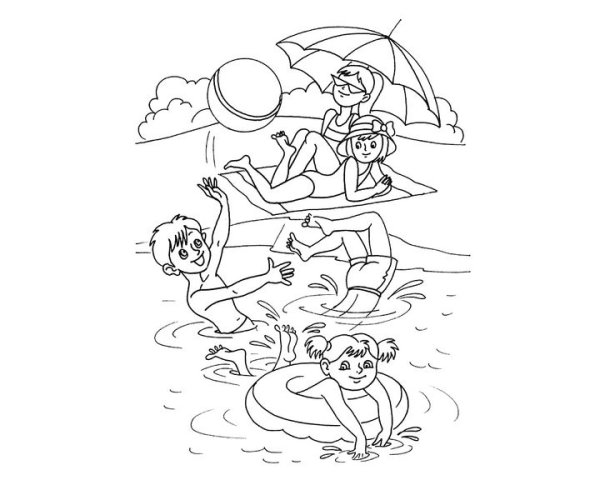 Лето раскраска для детей