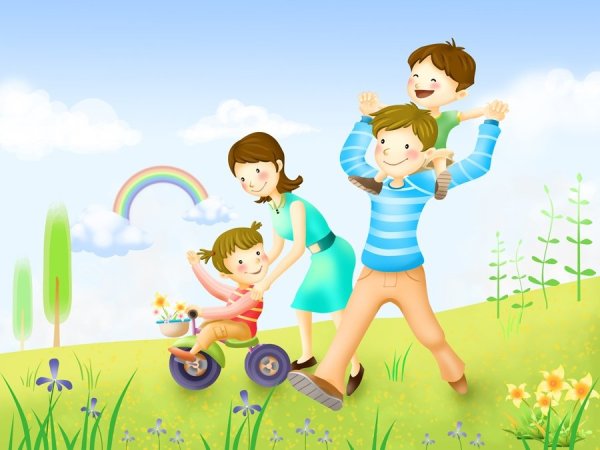 Дети и родители лето